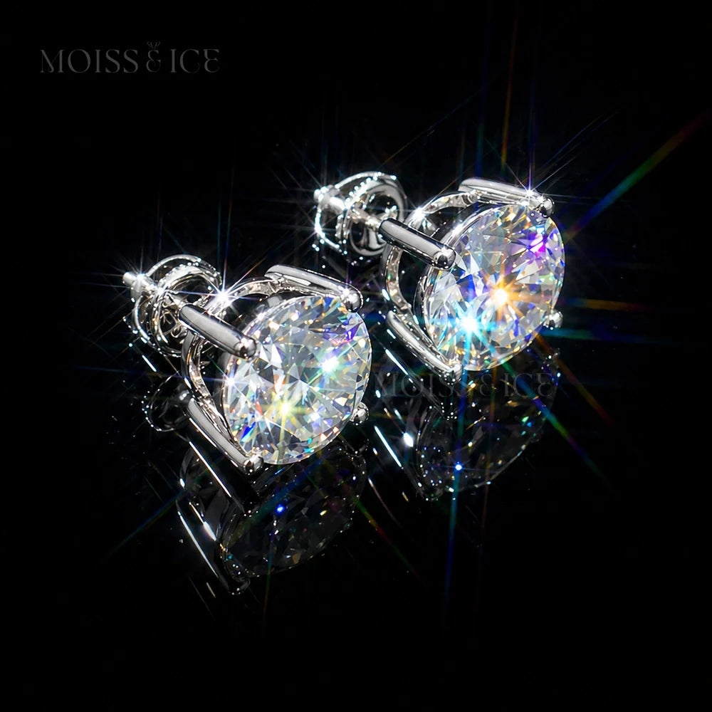 Sparkling Moissanite Stud Earrings for Men and Women