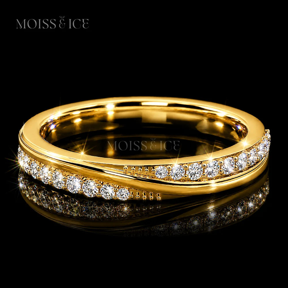 The perfect gold Crossover Moissanite Pavé Wedding Band - The Milan by Moiss and Ice Canada