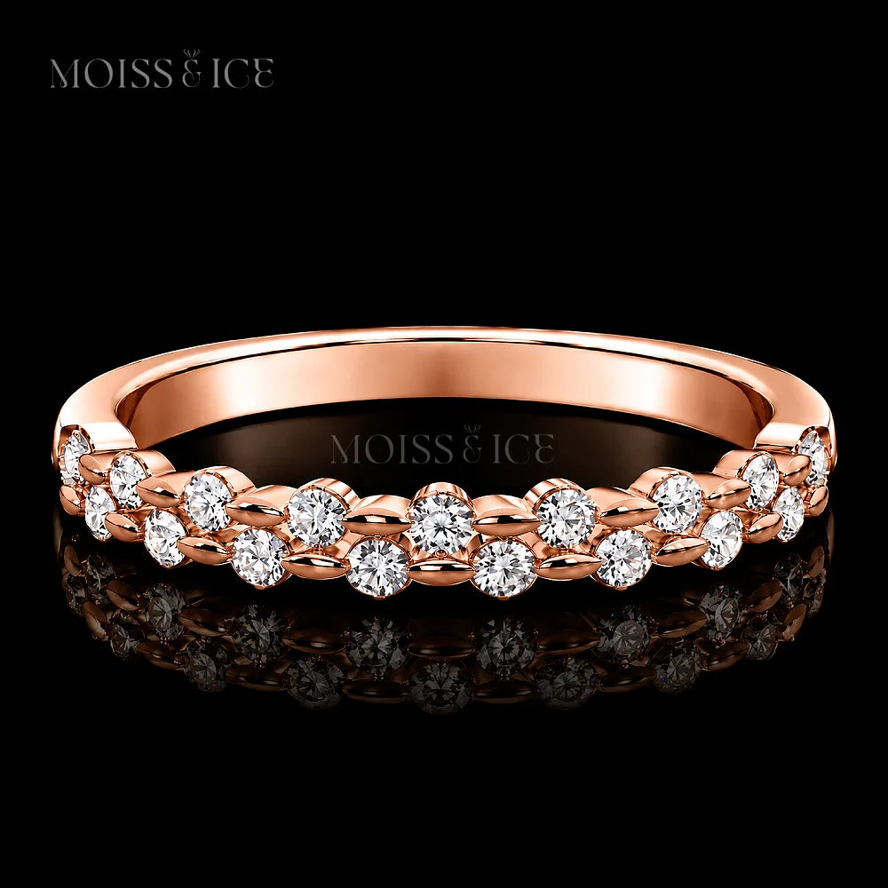 Rose Gold Channel Set Moissanite Half Eternity Wedding Band - The Anjali by Moiss and Ice Canada