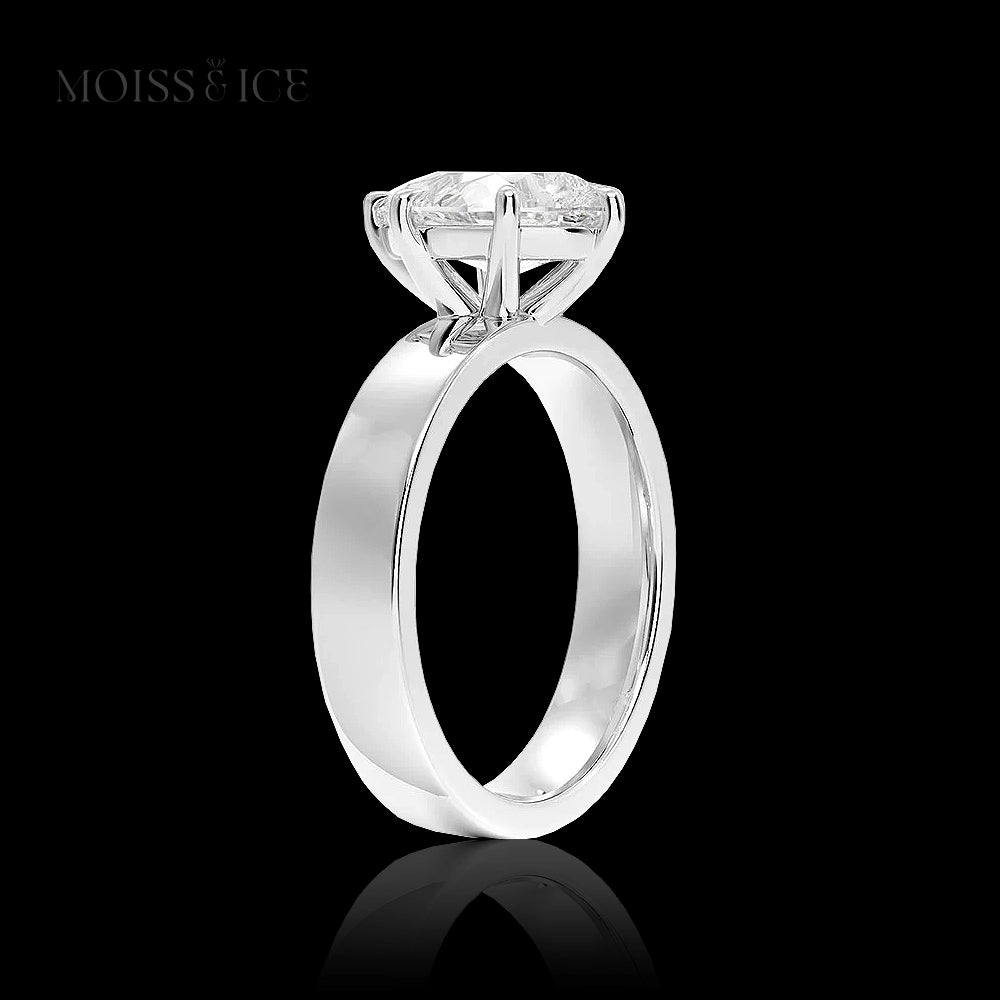 Side angle of a Moissanite Engagement Ring with a Solitaire Pear stone - called the The Shakti by Moiss and Ice Canada