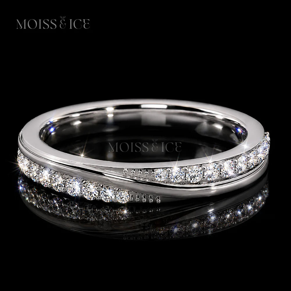 The perfect White Gold Crossover Moissanite Pavé Wedding Band - The Milan by Moiss and Ice Canada