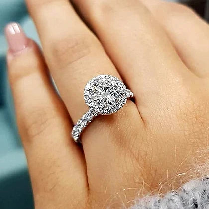 Close of a moissanite anniversary ring - one of the best anniversary rings in Canada