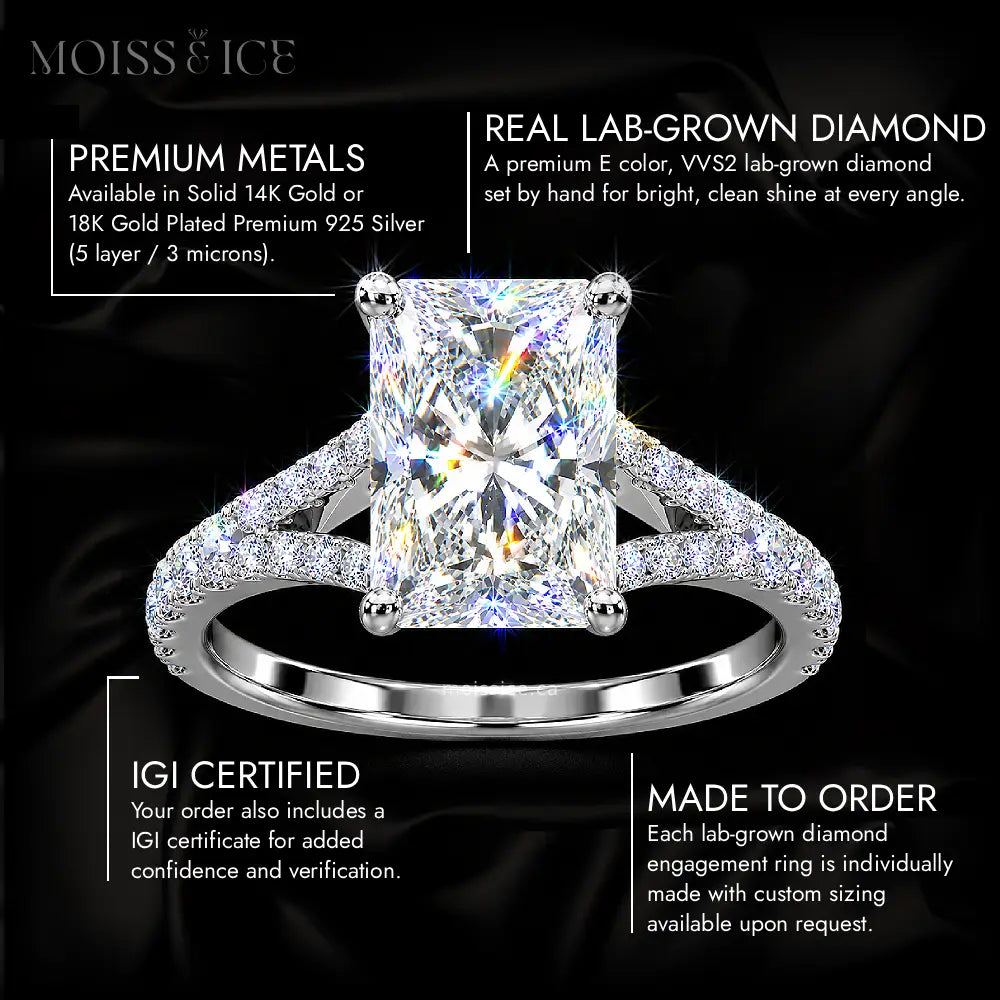Features of THE VEERA - Woman's IGI Certified Lab Diamond Engagement Ring - Moiss & Ice Canada