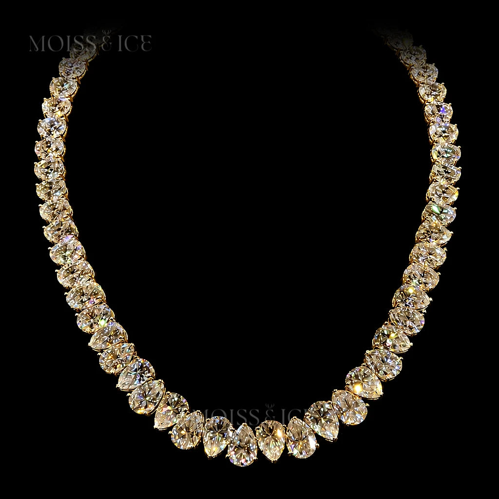 Alternating Pear Cut Moissanite stones in this Gold Tennis Chain by Moiss and Ice Canada