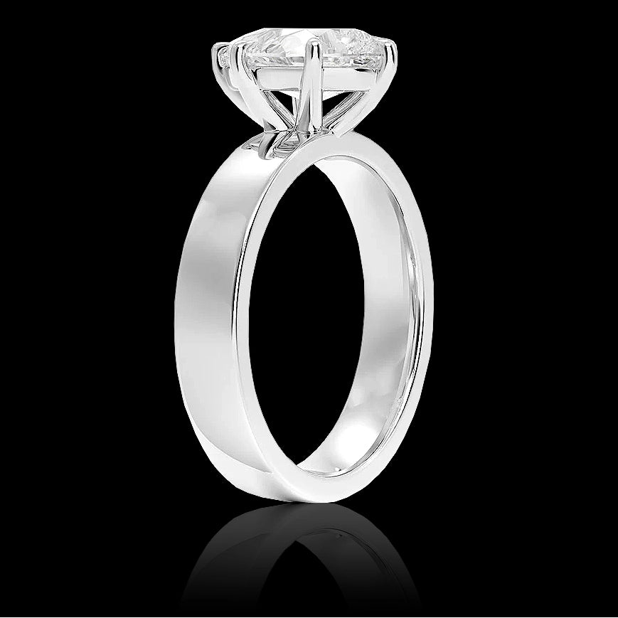 Side angle of a IGI Certified Lab Diamond Engagement Ring with a Solitaire Pear stone - called the The Shakti by Moiss and Ice Canada