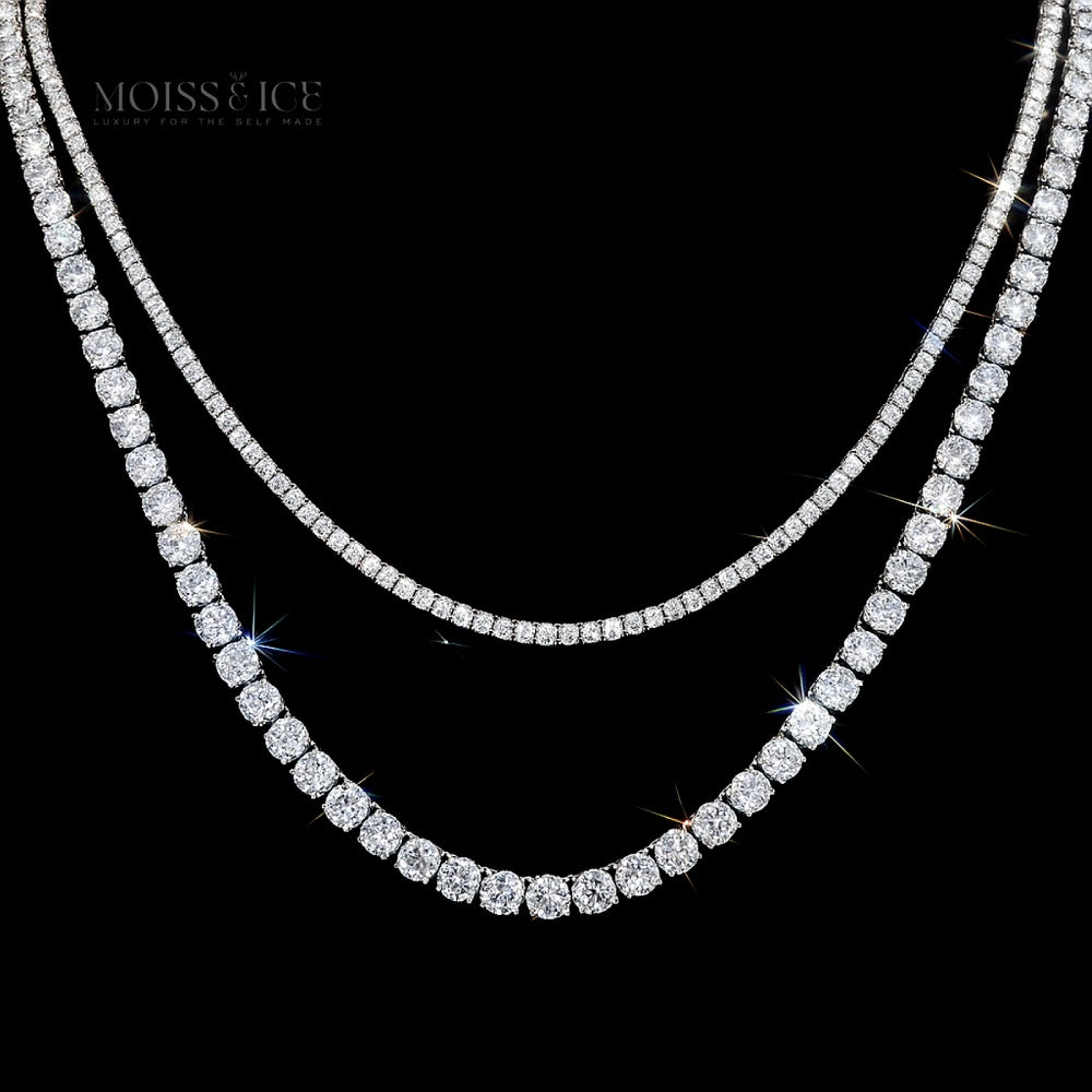Lab-grown diamond Tennis Chain in 14k solid gold or 925 silver finished with 18k gold (18-24 inch sizes) - Moiss & Ice Canada