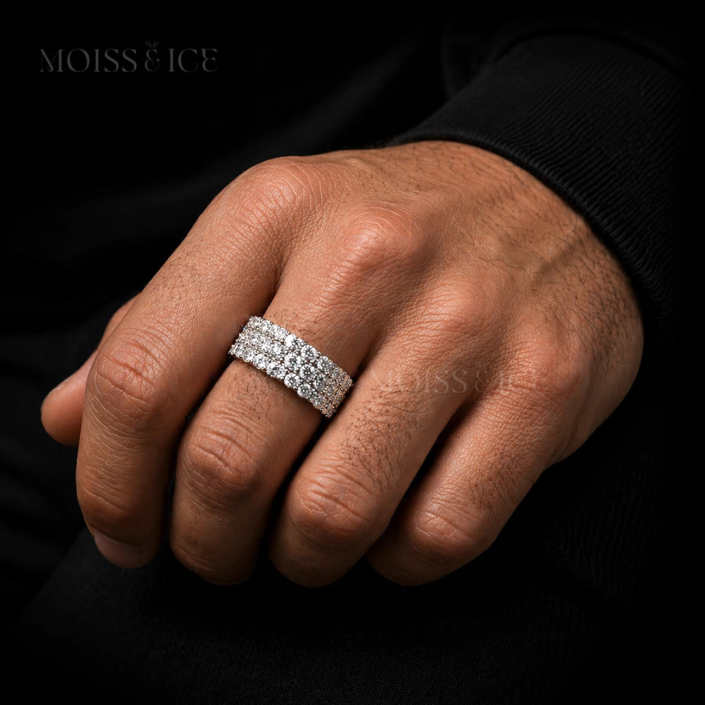 Man wearing eternity style moissanite ring by Moiss and Ice Canada