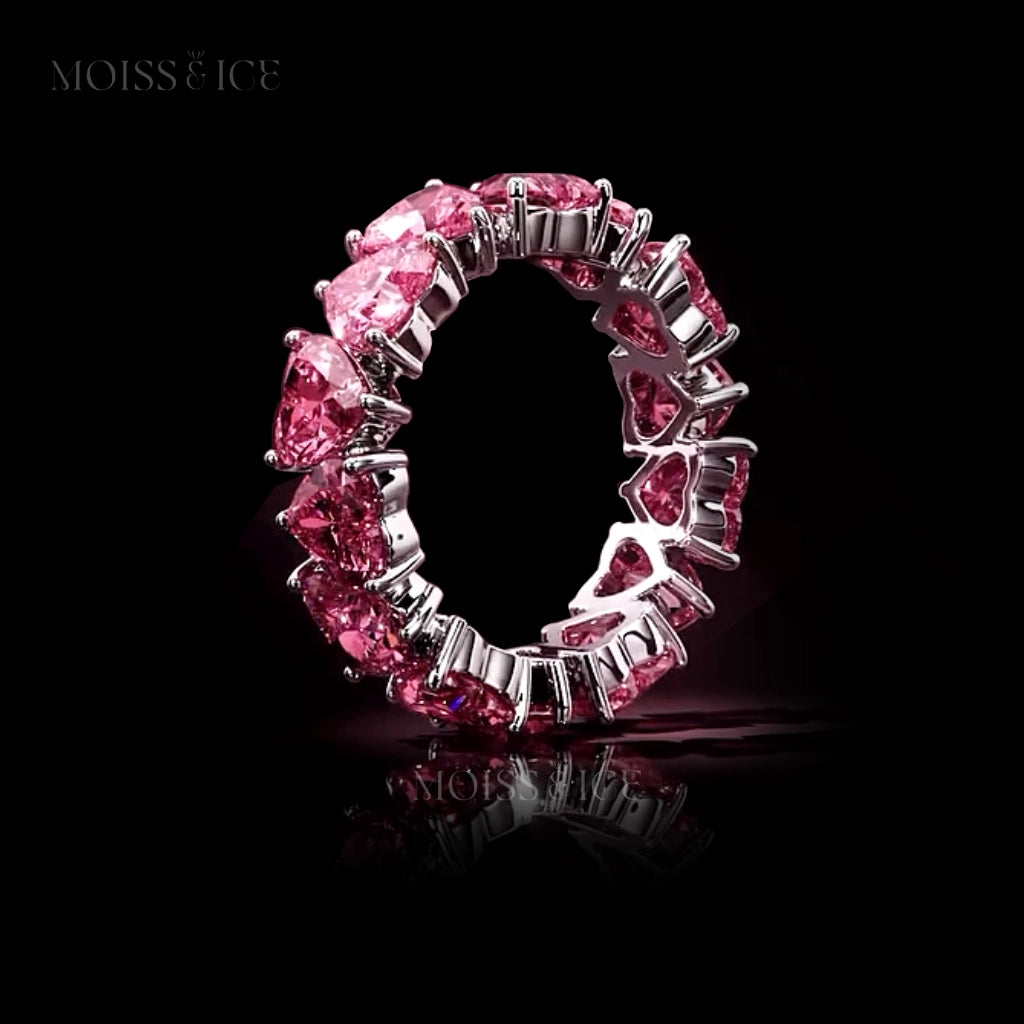 Pink Heart Gemstone Rings - Eternity Band as seen on social media.