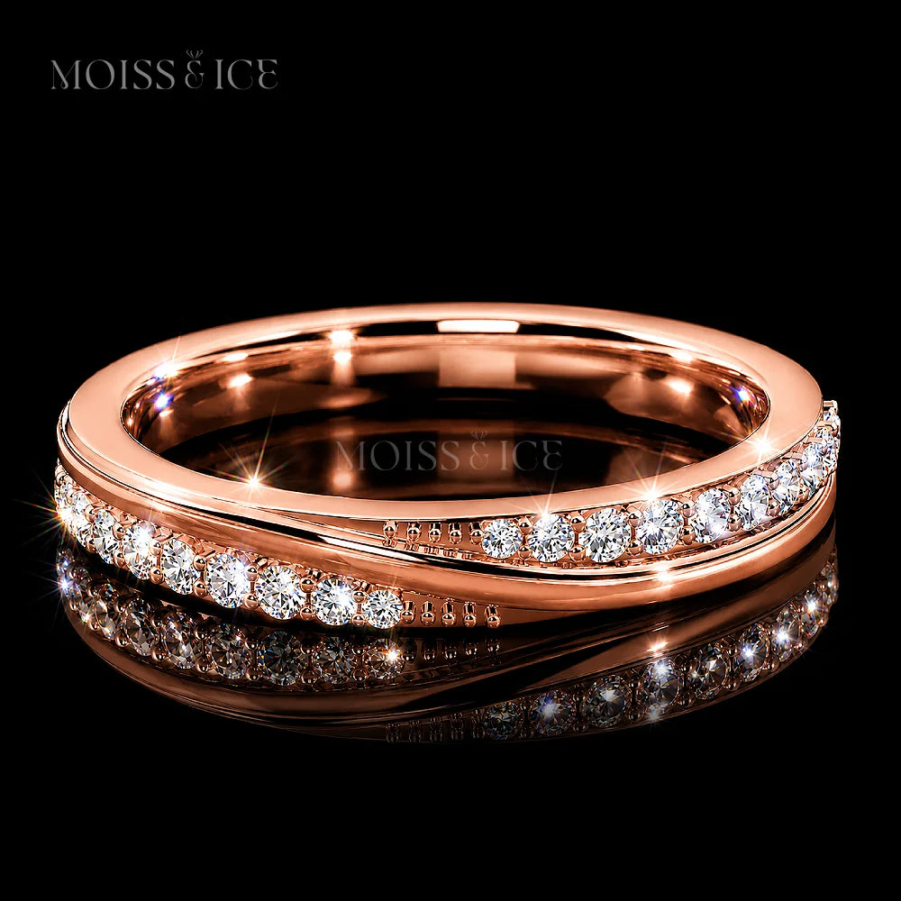 The perfect Rose Gold Crossover Moissanite Pavé Wedding Band - The Milan by Moiss and Ice Canada