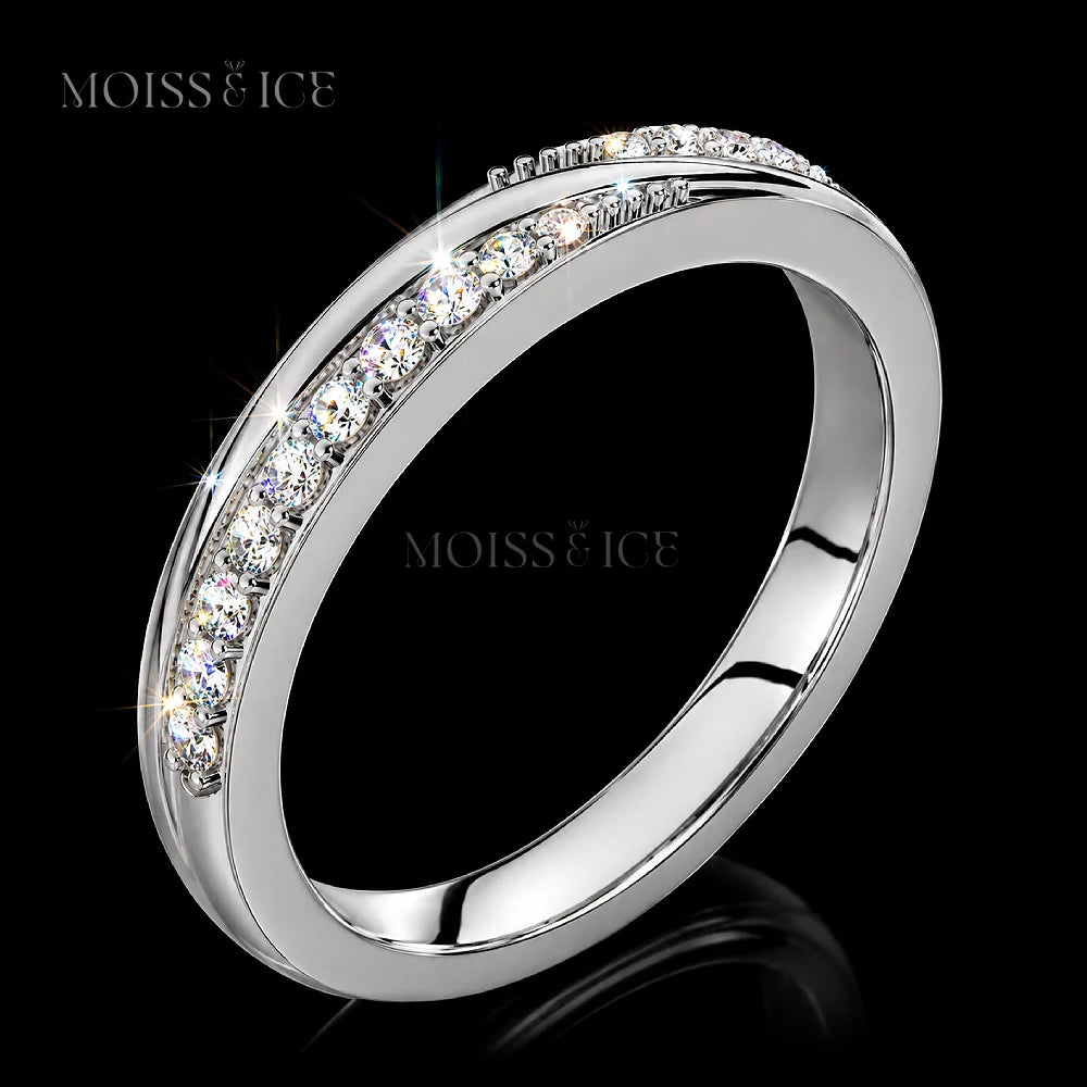 side view of the perfect White Gold Crossover Moissanite Pavé Wedding Band - The Milan by Moiss and Ice Canada