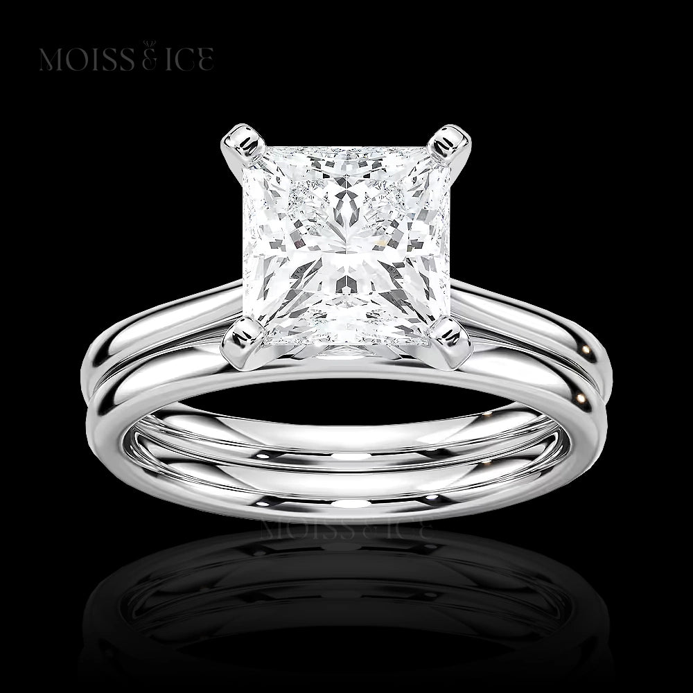 Moissanite Engagement Ring - White Gold Princess cut solitaire - Rajkumari - Moiss and Ice Canada