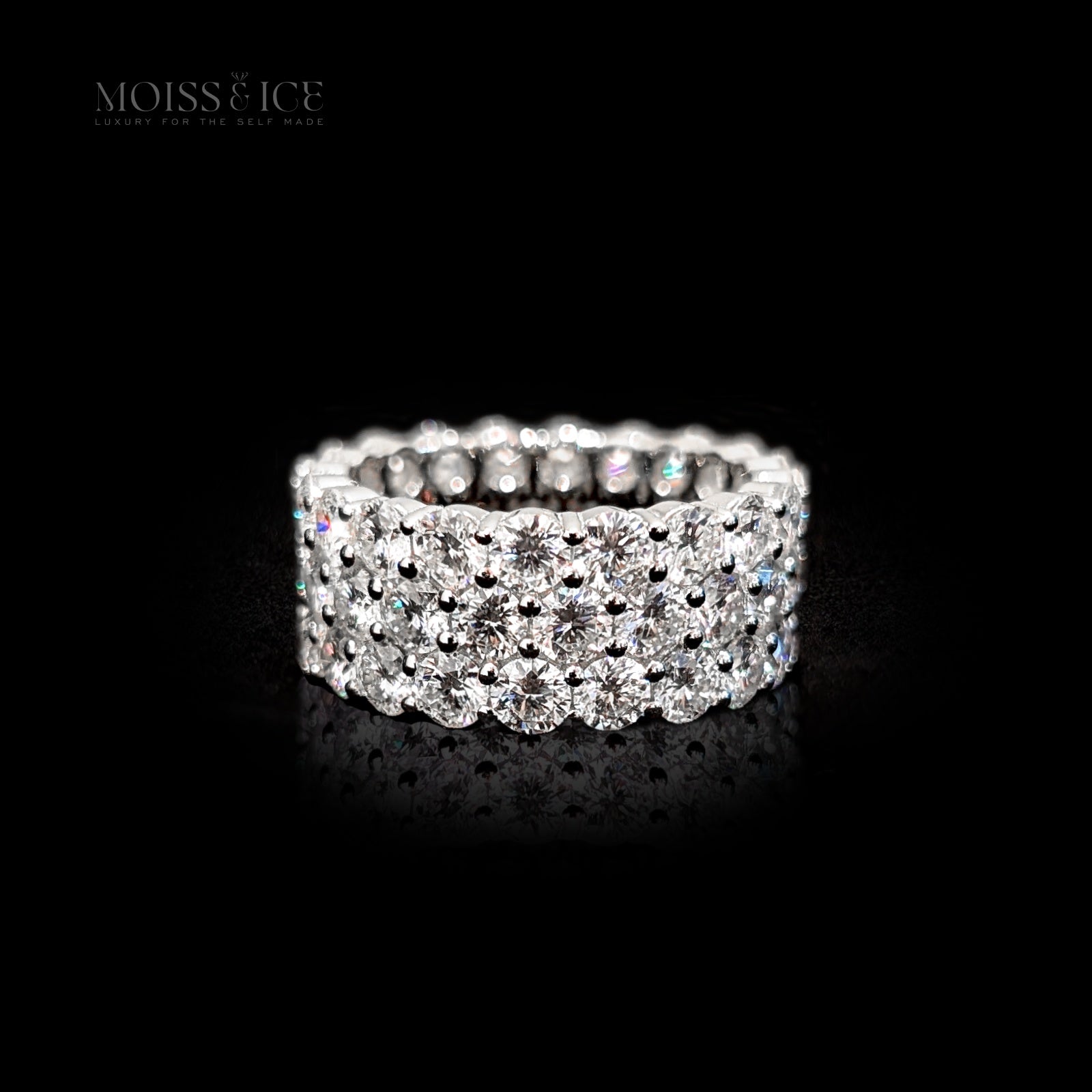 The Kaamuk | 3 Row Round Brilliant Cut Moissanite Eternity Ring