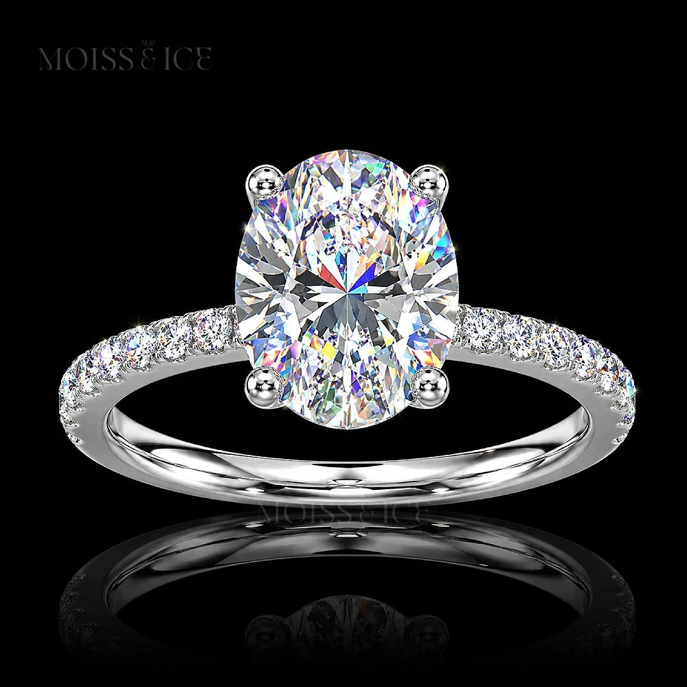 Oval cut Lab-Grown Diamond engagement ring with pave band by Moiss & Ice Canada