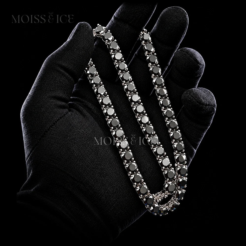 Close up of our Black Moissanite Tennis Chain - Moiss & Ice Canada