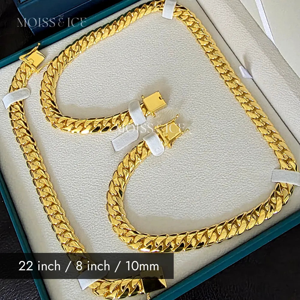 Thick gold cuban chain and bracelet set by moiss and ice canada