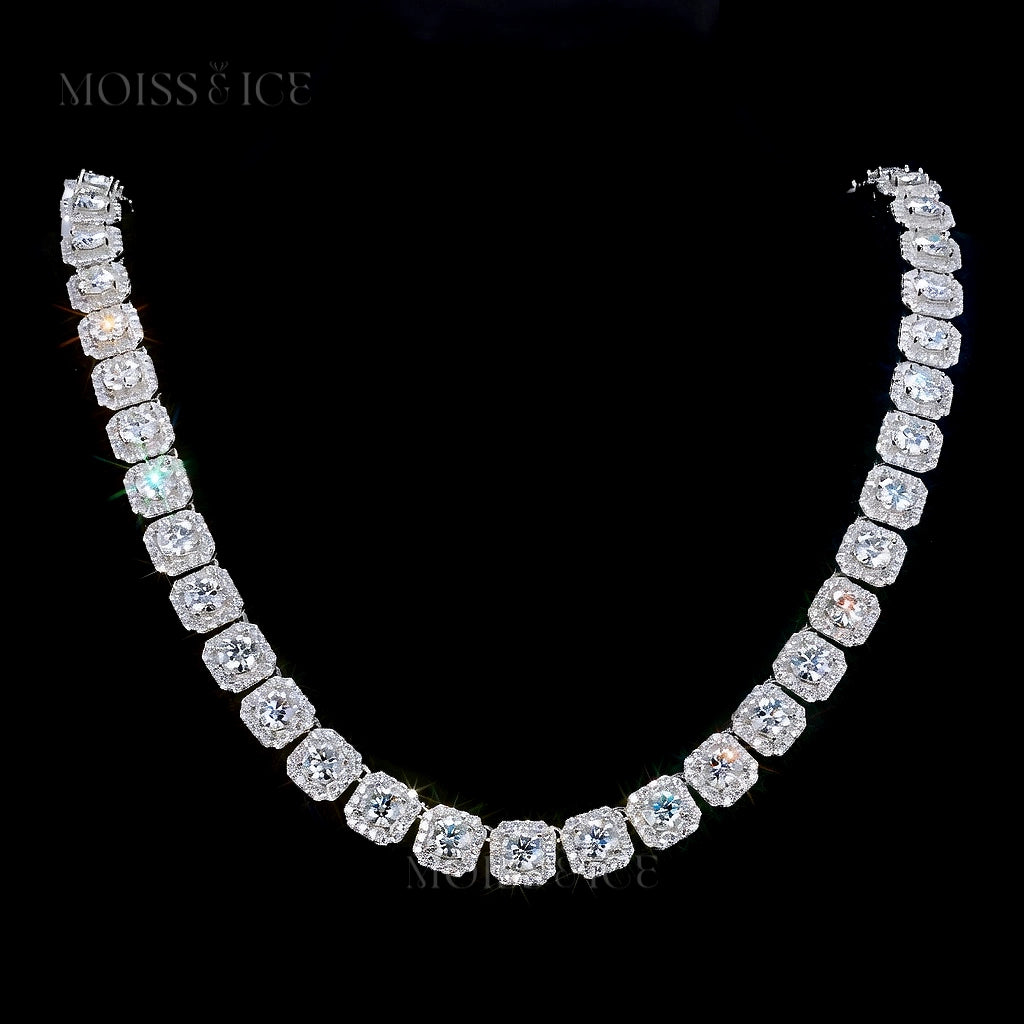 Clustered moissanite tennis necklace with 10mm width. Available in 18 inch to 26 inch length. Moiss and Ice Canada Exclusive.