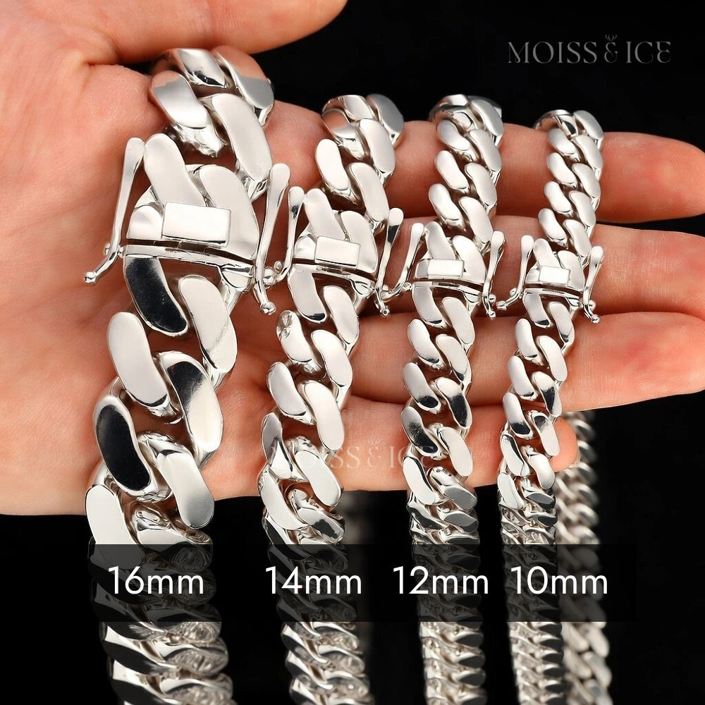 Men's 24 inch Cuban Link Chain Necklace in Silver with White Gold - Hip Hop Jewelry by Moiss & Ice Canada