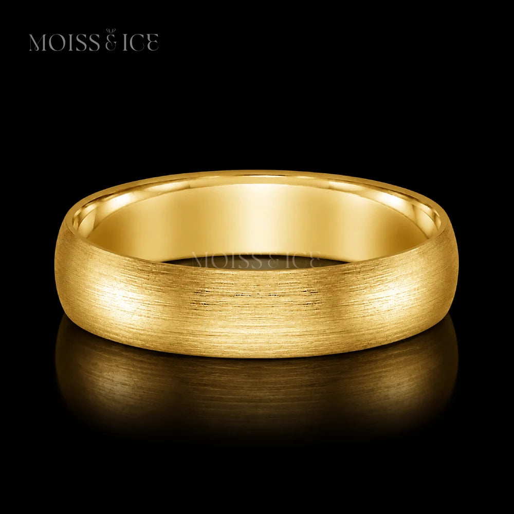 Wide Mens wedding band finished in a brushed gold finish - Moiss and Ice Canada