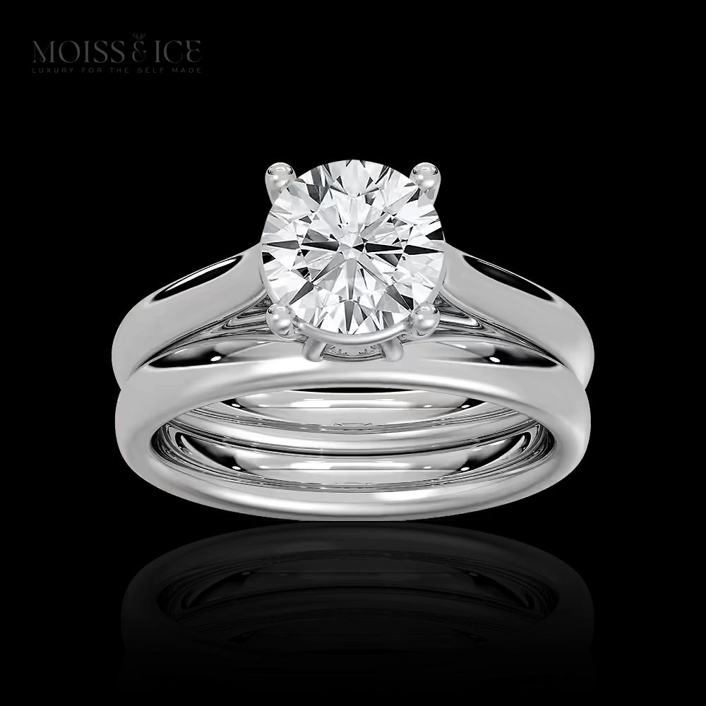 moissanite engagement ring with a large solitaire stone called the Jyoti by Moiss and Ice