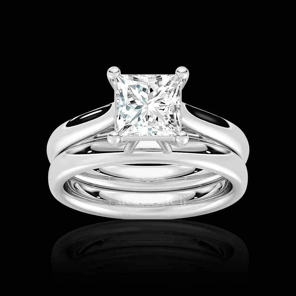 The Rajkumari | Princess Cut Moissanite Solitaire Engagement Ring Set
