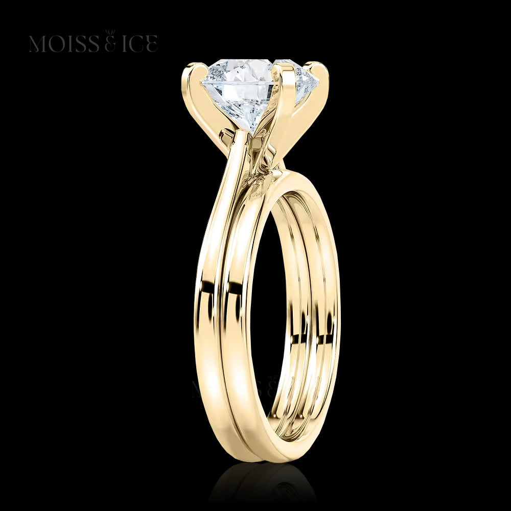 La Jyoti | Ensemble de Bague de Fiançailles Moissanite Solitaire Brillant Rond