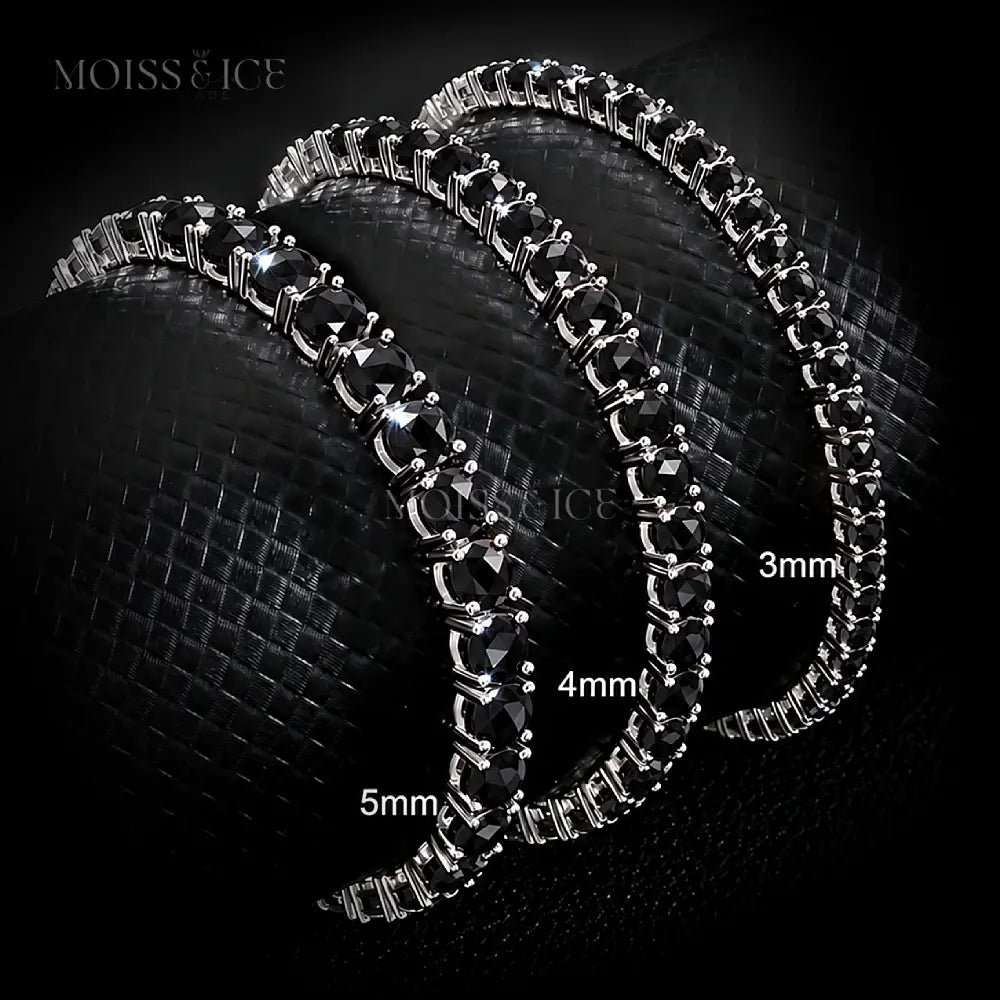 Black Moissanite Tennis Bracelets - Set in solid 10k and 14k gold options - Moiss & Ice Canada.