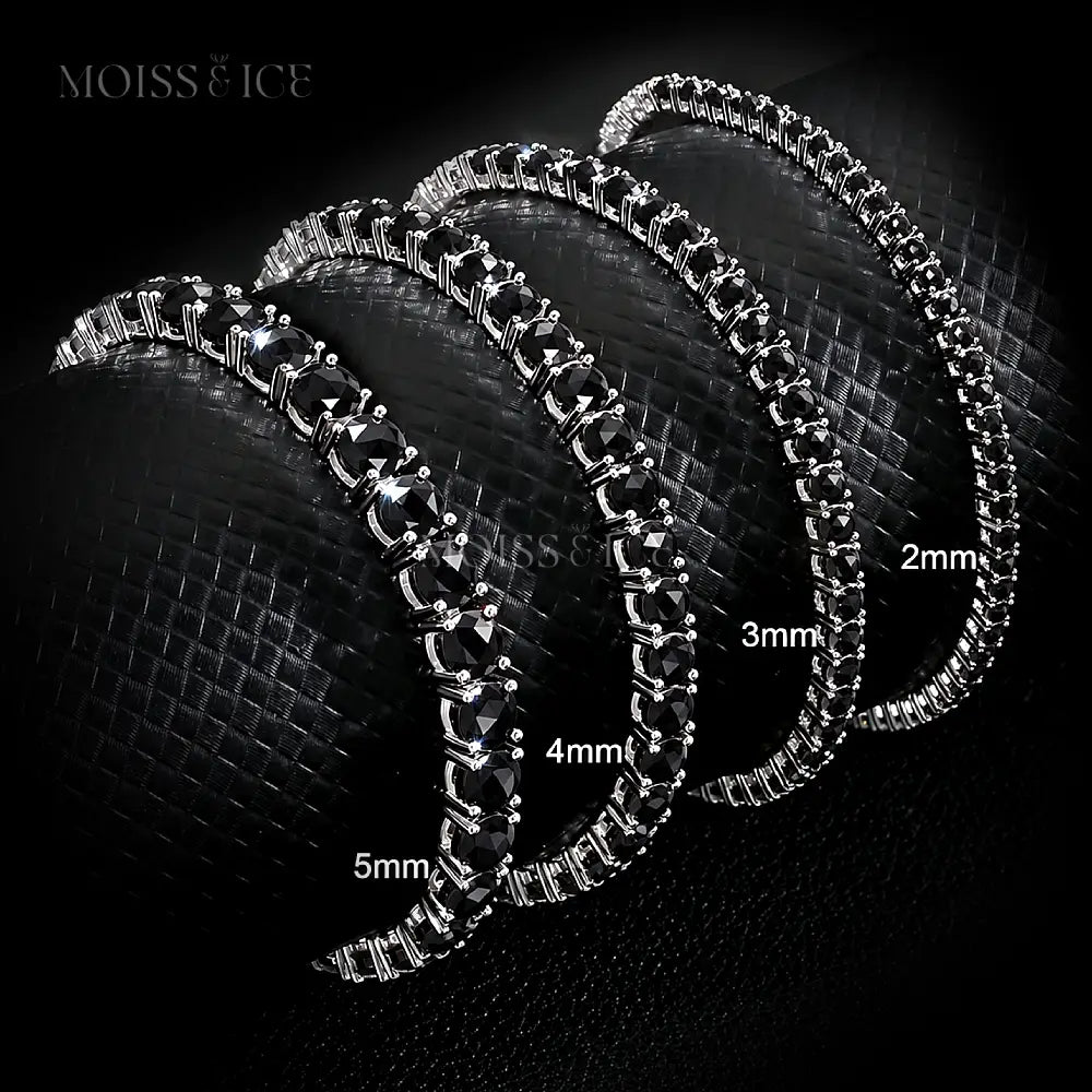 Black Moissanite Tennis Bracelets - Set in 925 Silver with a 18k Gold Finish - Moiss & Ice Canada.