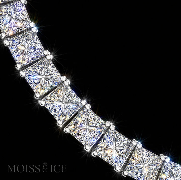 princess cut moissanite stones close up photo