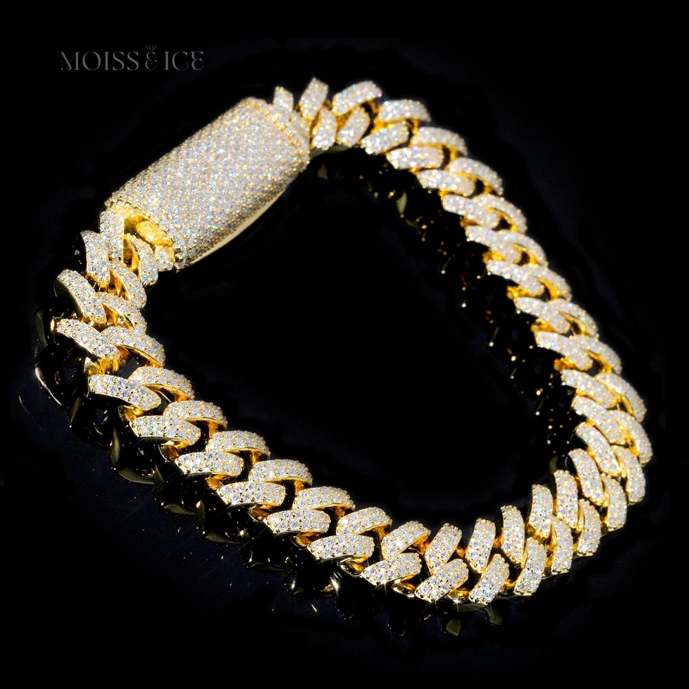 18k Gold Moissanite Cuban Bracelet by Moiss and Ice Canada