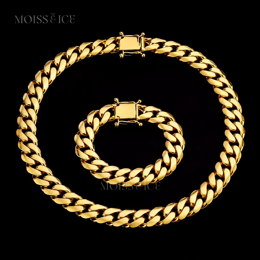 Gold Cuban Link Chain & Bracelet Set | Signature Collection