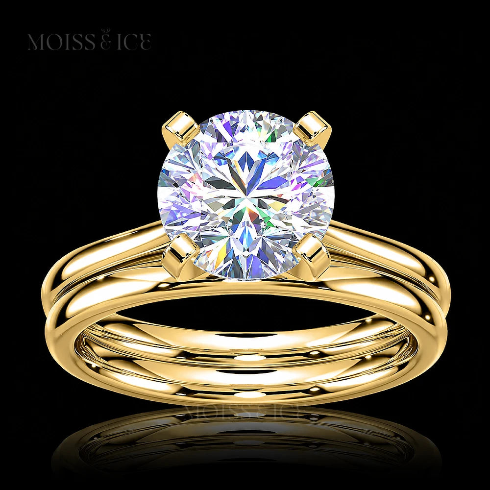 yellow gold Round Brilliant Moissanite Solitaire Engagement Ring Set - THE JYOTI by Moiss and Ice Canada