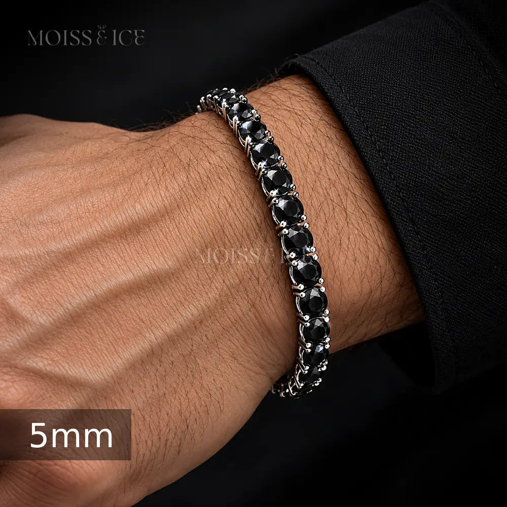 Man wearing 5mm black moissanite bracelet by Moiss and Ice Canada