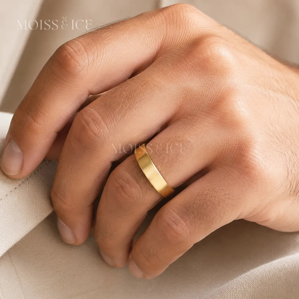 Men's Polished Rose Gold Comfort Fit Wedding Band | The Vivaan