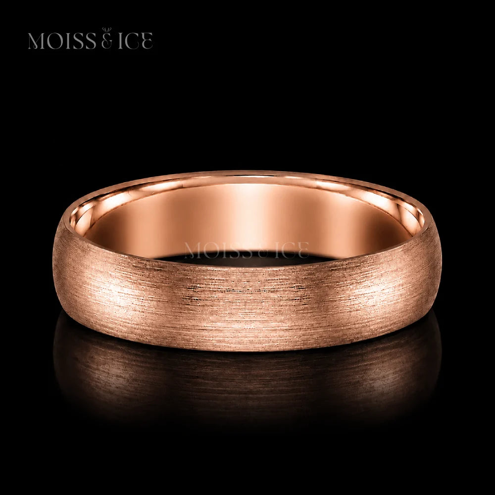 Wide Mens wedding band finished in a brushed rose gold finish - Moiss and Ice Canada
