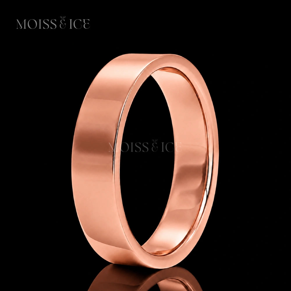 Side View - Men's Wedding band Polished in Rose Gold with Comfort Fit  | The Vivaan by Moiss & Ice Canada