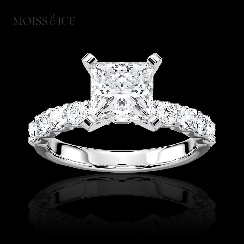 Princess Cut Pavé Moissanite Engagement Ring called the INDIRA by Moiss and Ice Canada