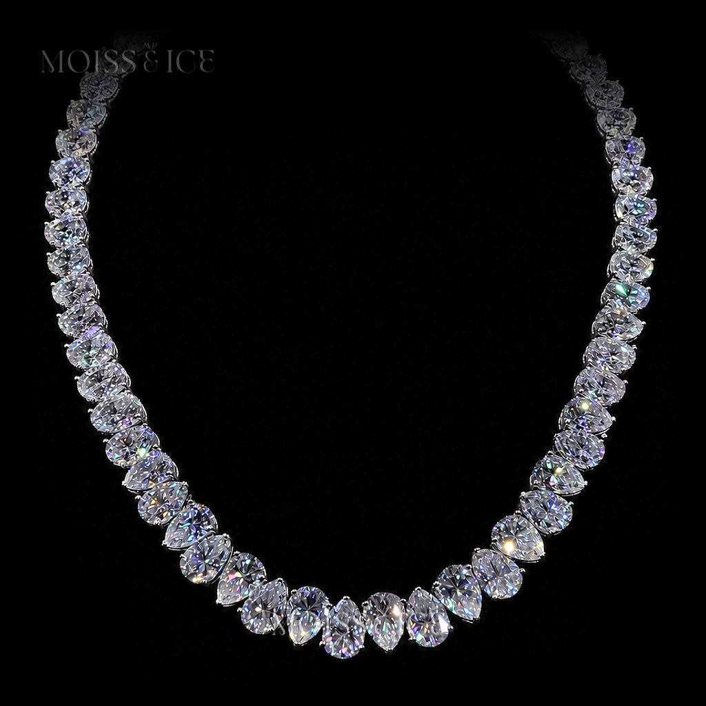 Unique Design - Alternating Pear Cut Moissanite stones in this Tennis Chain by Moiss and Ice Canada