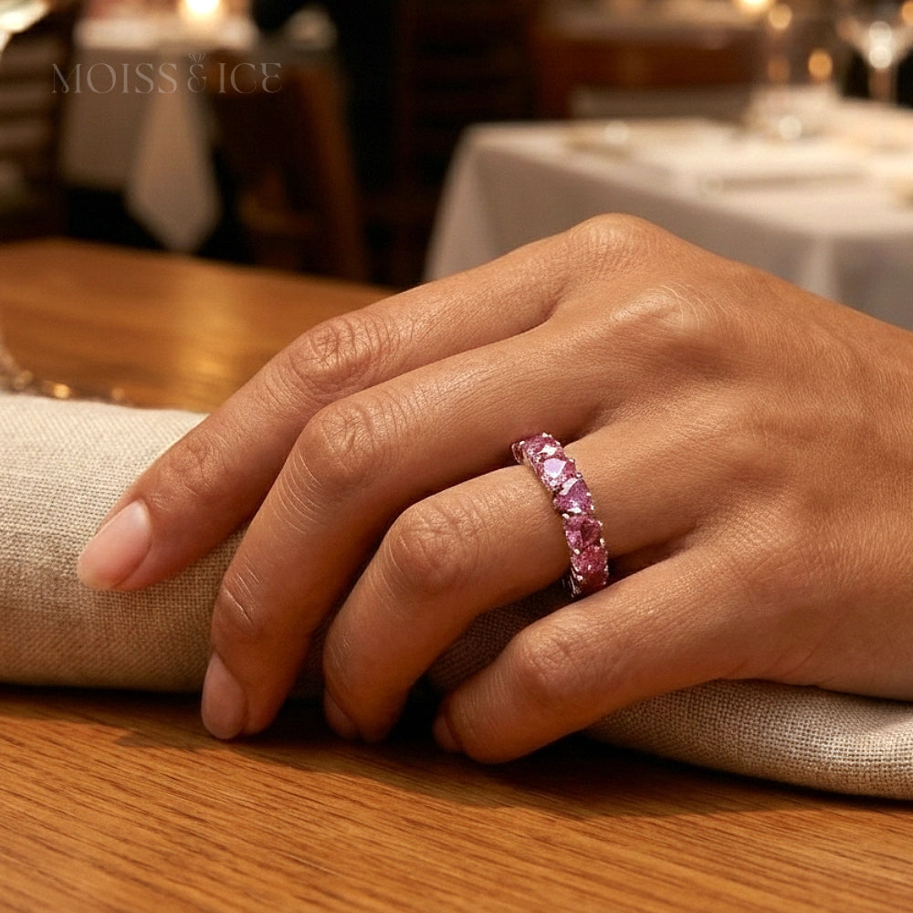 Pink Heart Cut Eternity Ring | The Dil