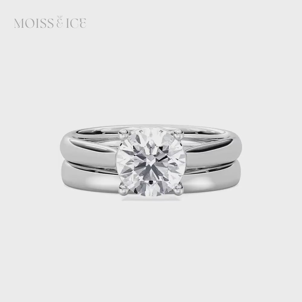 Round Solitaire Moissanite Engagement Ring - 360 spin 