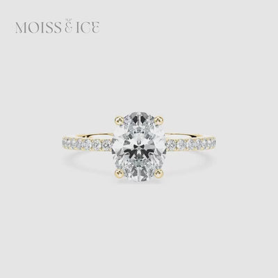 Video of The Heera - Yellow Gold Oval Cut Engagement Ring with a pave band and Hidden Halo - Moiss and Ice Canada