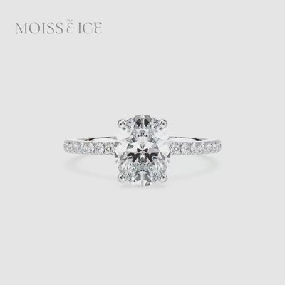 Video of The Heera - White Gold Oval Cut Engagement Ring with a pave band and Hidden Halo - Moiss and Ice Canada