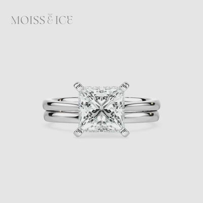 Video of the Moissanite Engagement Ring - White Gold Princess cut solitaire - Rajkumari