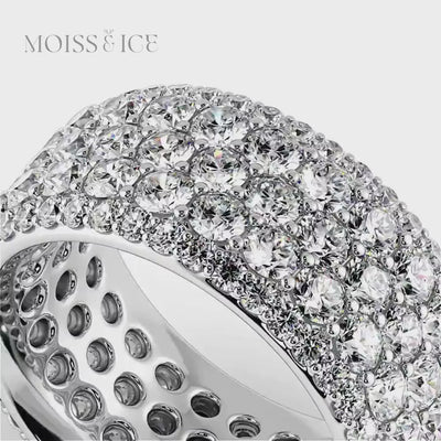 video - White Gold Iced out Round Moissanite Eternity with a wide Band - 5ct moissanite diamonds - The Veer - Moiss and Ice Canada 