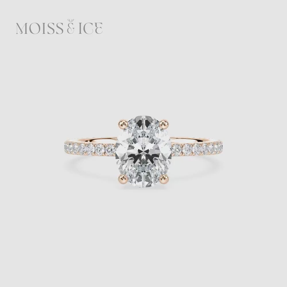 Video of The Heera - Rose Gold Oval Cut Engagement Ring with a pave band and Hidden Halo - Moiss and Ice Canada