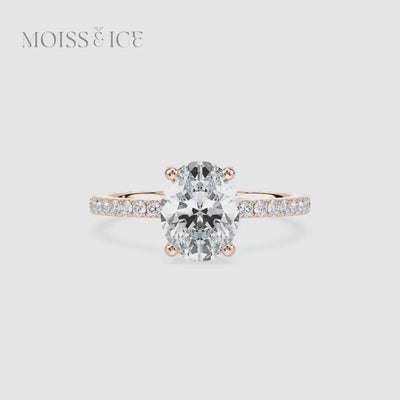 Video of The Heera - Rose Gold Oval Cut Engagement Ring with a pave band and Hidden Halo - Moiss and Ice Canada