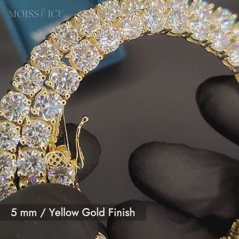 Yellow Gold finish with 5mm moissanite stones - tennis chain by Moiss & Ice Canada