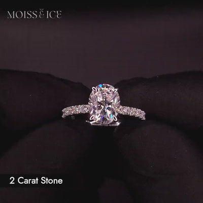 2 carat oval cut moissanite engagement ring 360 video