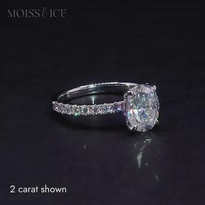2 carat oval cut moissanite engagement ring 360 video