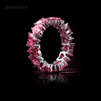 Pink Heart Gemstone Rings - Eternity Band as seen on social media.