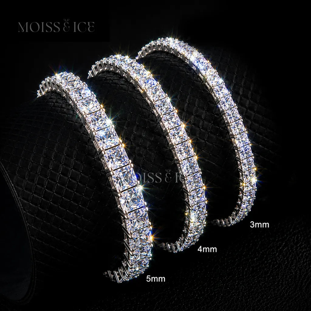 3mm-6mm moissanite princess cut tennis bracelet sizes available by Moiss and Ice Canada in gold finish